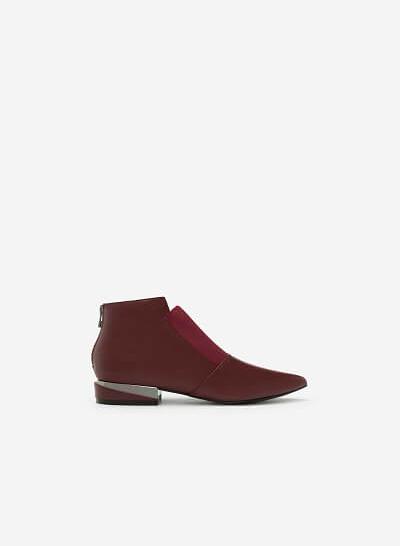 Giày Boots Gót Ánh Kim - BOT 0889 - Màu Đỏ Đậm