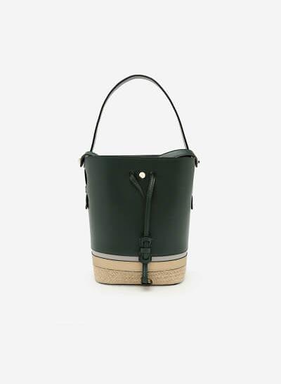Bucket Bag Viền Cói - TOT 0043 - Màu Xanh Lá