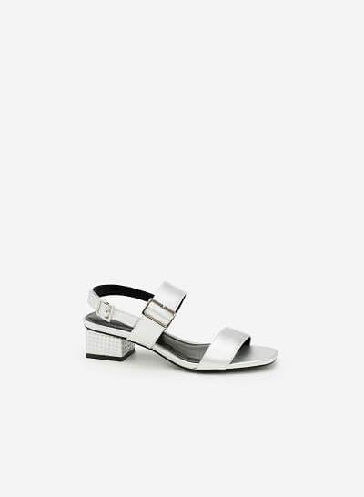 Giày Sandal Gót Vuông - SDN 0609 - Màu Bạc