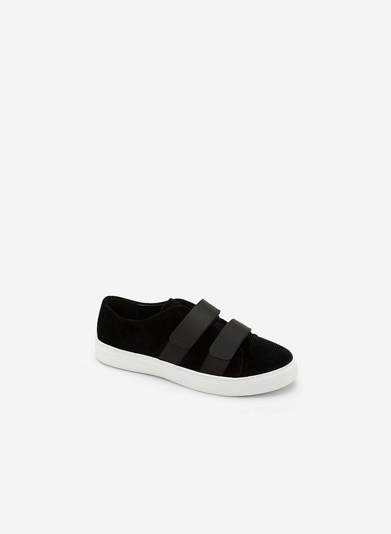 Giày Sneaker Nhung 2 Khóa Gài - SNK 0013 - Màu Đen - VASCARA