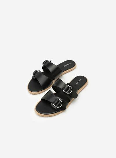 Dép Quai Ngang Phối Khóa - DXP 0129 - Màu Đen