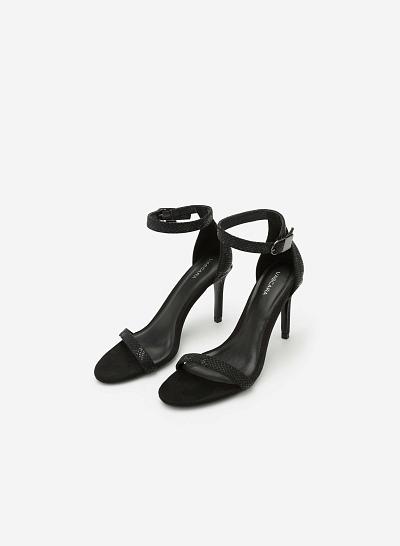 Giày Sandal Cao Gót Có Quai Cổ Chân - SDN 0612 - Màu Đen