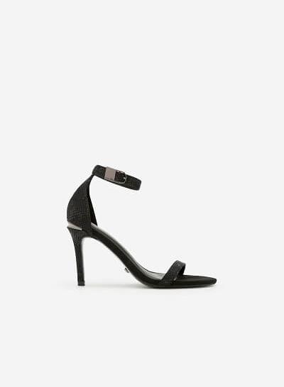 Giày Sandal Cao Gót Có Quai Cổ Chân - SDN 0612 - Màu Đen