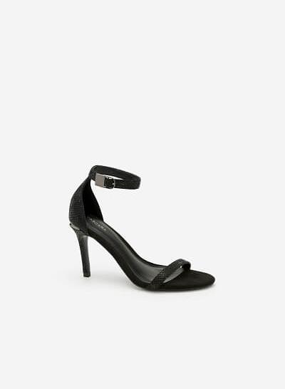 Giày Sandal Cao Gót Có Quai Cổ Chân - SDN 0612 - Màu Đen