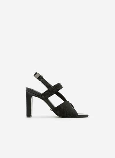 Giày Sandal Cao Gót Quai Lượn Chéo - SDN 0613 - Màu Đen