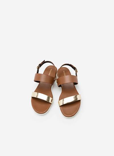 Giày Sandal Quai Ngang - SDK 0284 - Màu Nâu
