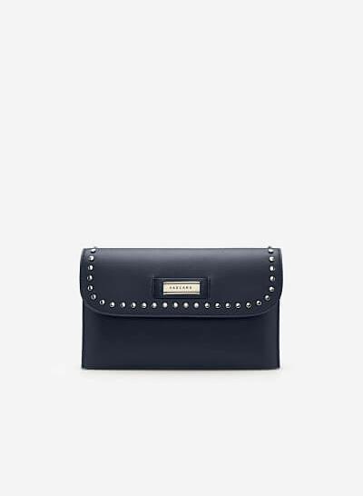 Ví Dự Tiệc Nắp Dập Đinh Tán - Màu Xanh Navy - CLU 0038