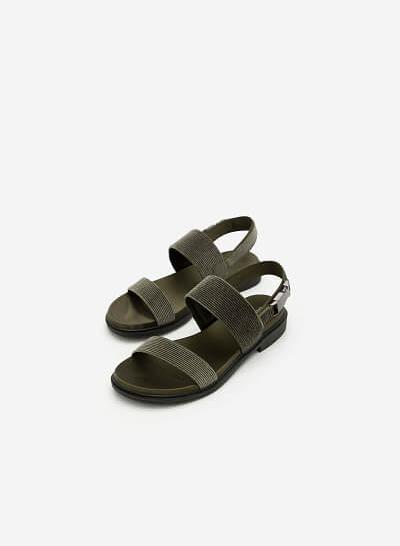 Giày Sandal Quai Ngang - SDK 0282 - Màu Xanh Rêu