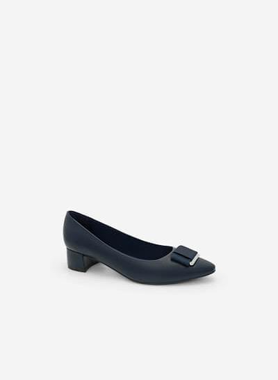 Giày Bít Mũi Nhọn Đính Nơ - BMN 0335 - Màu Xanh Navy