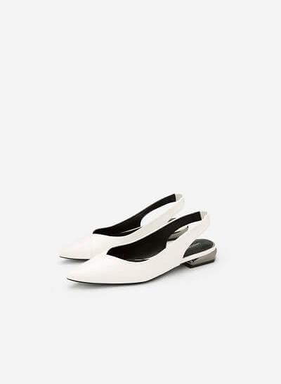 Giày Slingback Phối Gót Metallic - BMN 0337 - Màu Trắng