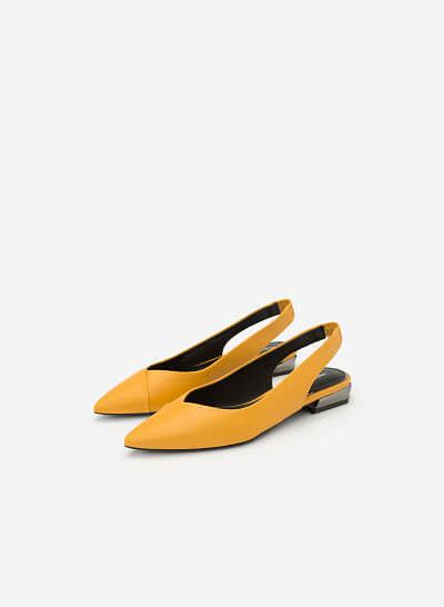 Giày Slingback Phối Gót Metallic - BMN 0337 - Màu Vàng