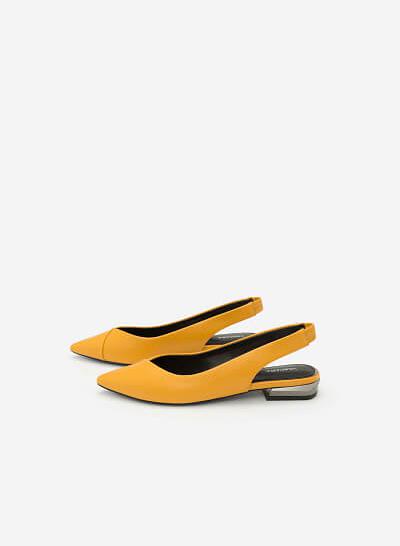 Giày Slingback Phối Gót Metallic - BMN 0337 - Màu Vàng - VASCARA
