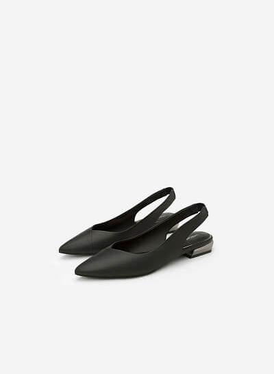Giày Slingback Phối Gót Metallic - BMN 0337 - Màu Đen