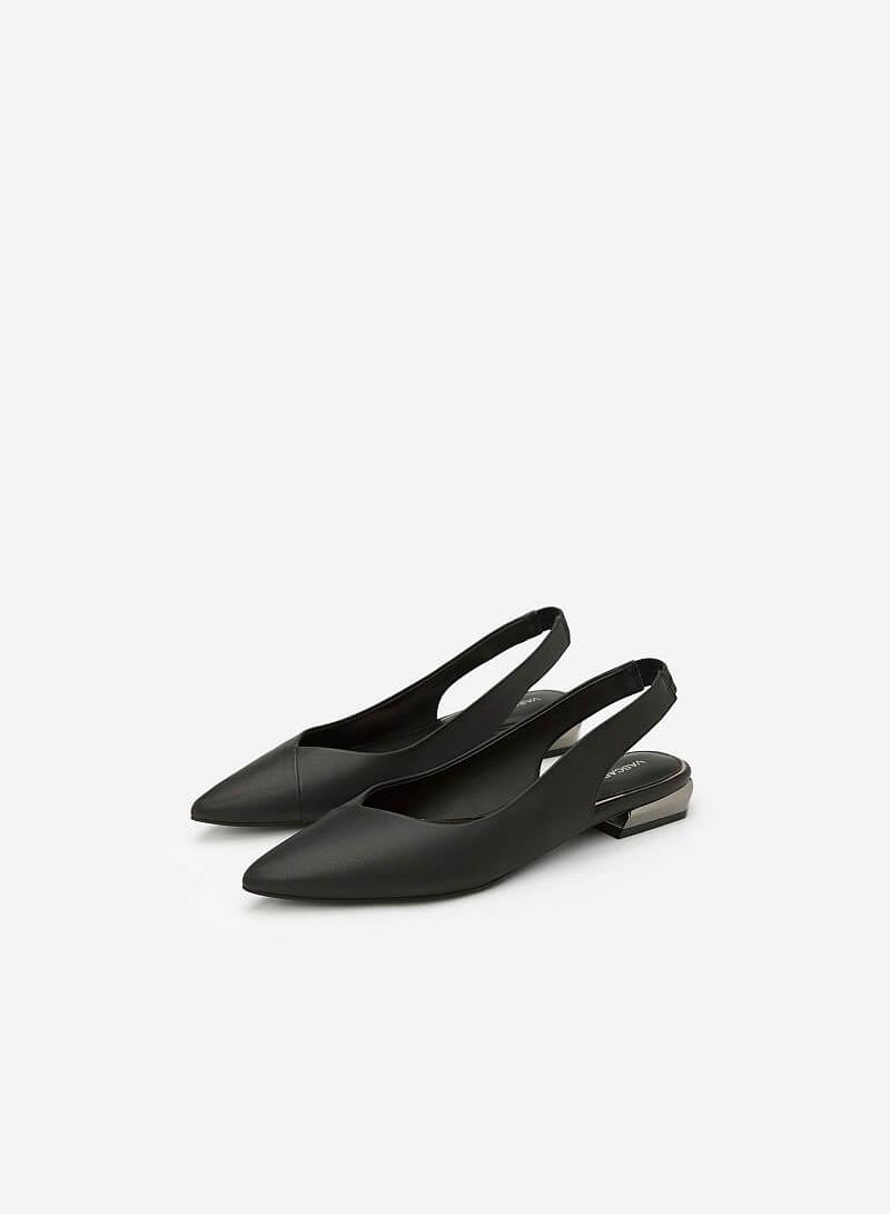 Giày Slingback Phối Gót Metallic - BMN 0337 - Màu Đen - VASCARA