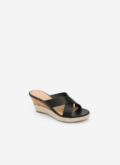 Guốc Đế Xuồng Quai Đan Chéo - GXG 0050 - Màu Đen