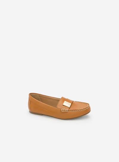 Giày Lười Phối Khóa Cài - MOI 0094 - Màu Nâu Sáng