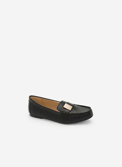 Giày Lười Phối Khóa Cài - MOI 0094 - Màu Đen