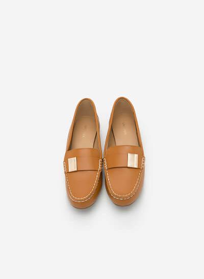 Giày Lười Phối Khóa Cài - MOI 0094 - Màu Nâu Sáng - VASCARA