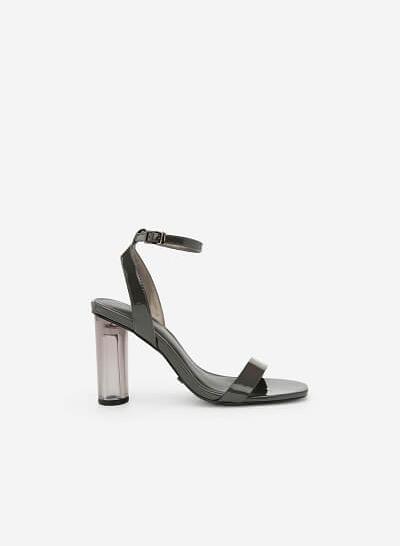Giày Sandal Gót Trụ Trong Suốt - SDN 0630 - Màu Xám