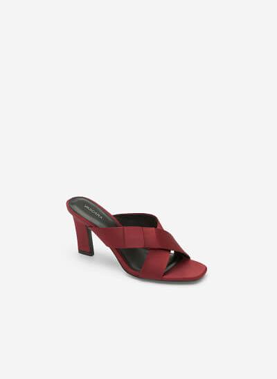 Guốc Mule Quai Chéo - GNN 0135 - Màu Đỏ Đậm