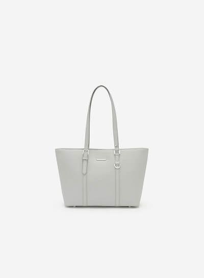 Túi Tote Phối Khóa Cài - TOT 0057 - Màu Xám Nhạt