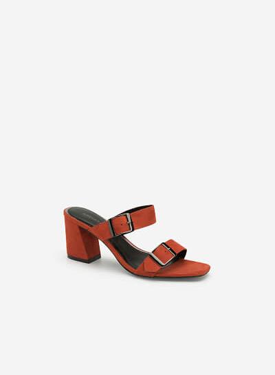 Guốc Mule Quai Ngang Phối Khóa Cài - GNN 0138 - Màu Cam Đậm