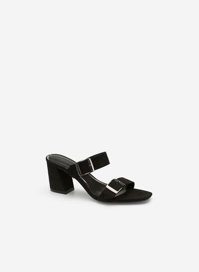 Guốc Mule Quai Ngang Phối Khóa Cài - GNN 0138 - Màu Đen
