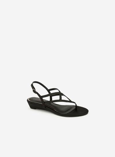 Giày Sandal Satin Quai Kẹp - SDX 0414 - Màu Đen