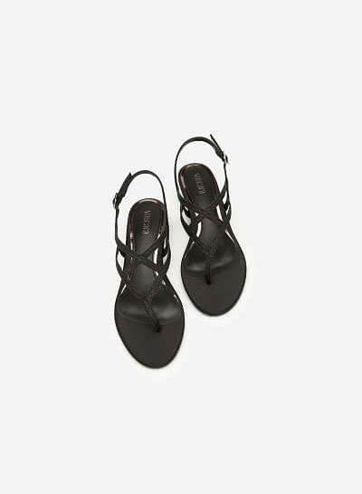 Giày Sandal Satin Quai Kẹp - SDX 0414 - Màu Đen - VASCARA