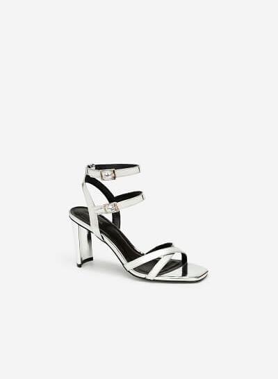 Giày Cao Gót Ankle Strap Metallic - SDN 0637 - Màu Bạc