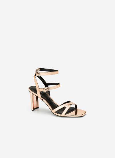 Giày Cao Gót Ankle Strap Metallic - SDN 0637 - Màu Vàng Hồng