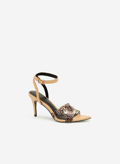 Giày Cao Gót Ankle Strap Họa Tiết Da Báo - SDN 0652 - Màu Be