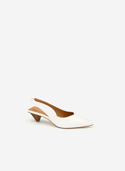 Hài Slingback Đế Gót Vuông - BMN 0398 - Màu Trắng