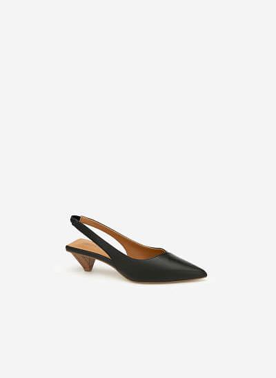 Hài Slingback Đế Gót Vuông - BMN 0398 - Màu Đen