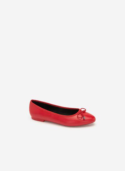 Giày Búp Bê Đính Nơ - GBB 0414 - Màu Đỏ
