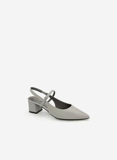 Giày Slingback Gót Trụ BMN 0334 - Màu Xám