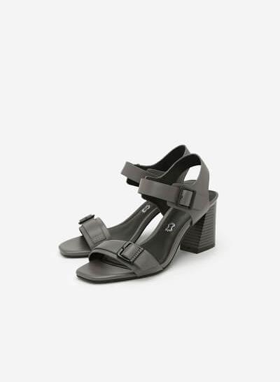 Giày Sandal Quai Ngang Phối Khóa - SDN 0628 - Màu Xám