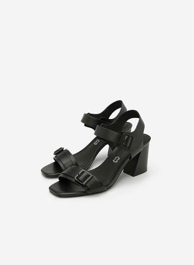 Giày Sandal Quai Ngang Phối Khóa - SDN 0628 - Màu Đen