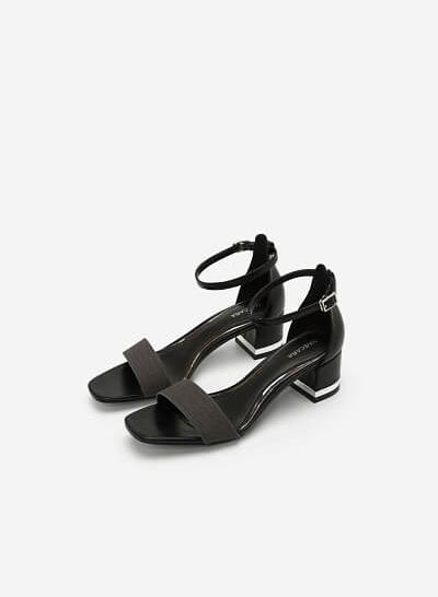 Giày Sandal Gót Vuông Quai Cổ Chân - SDN 0629 - Màu Đen