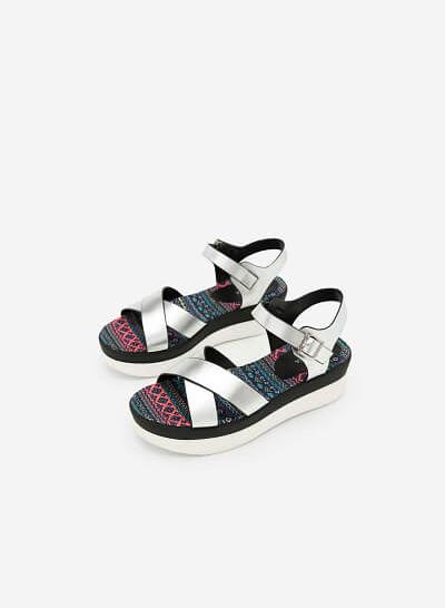 Giày Sandal Đế Xuồng Ánh Kim - SDX 0398 - Màu Bạc