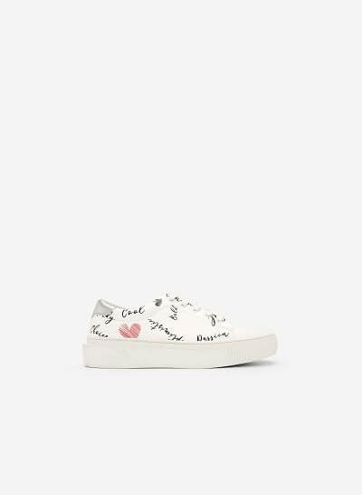 Giày Sneaker In Họa Tiết - SNK 0020 - Màu Trắng