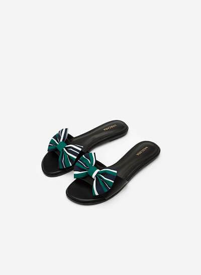 Dép Đế Bệt Đính Nơ - DXP 0133 - Màu Đen