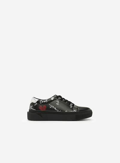 Giày Sneaker In Họa Tiết - SNK 0020 - Màu Đen