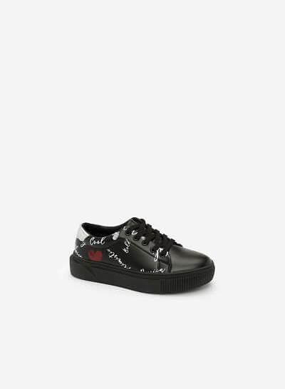 Giày Sneaker In Họa Tiết - SNK 0020 - Màu Đen - VASCARA