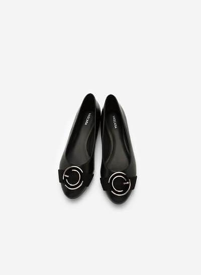 Giày Búp Bê Phối Khóa Cài - GBB 0407 - Màu Đen