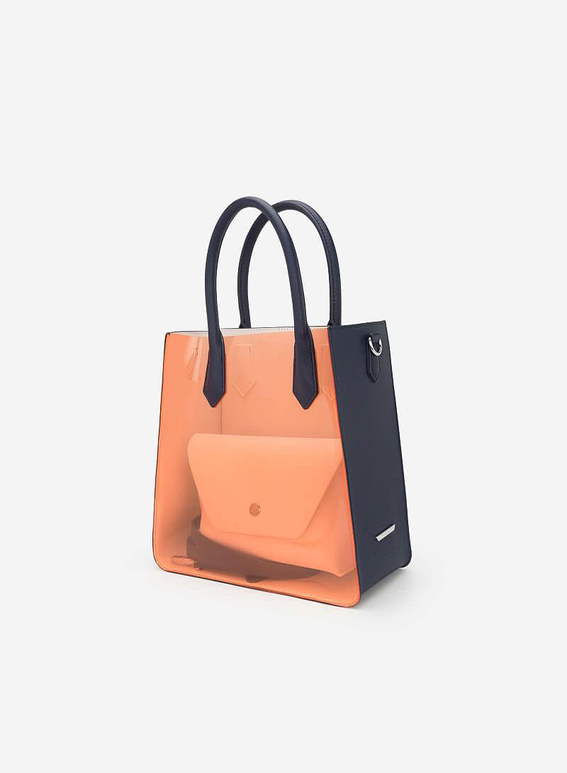 Túi tote màu phối trong suốt - TOT 0055 - Màu cam nhạt - vascara.com