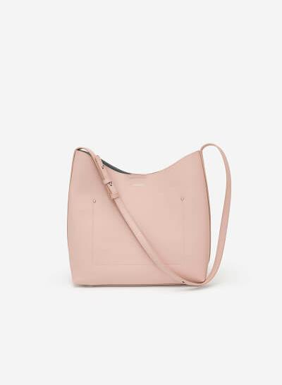 Túi Tote Viền Chỉ Nổi - TOT 0053 - Màu Hồng Nhạt