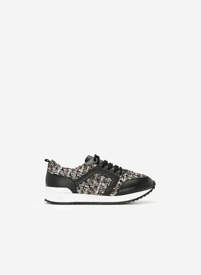 Giày Sneaker Vải Tweed - SNK 0027 - Màu Đen - VASCARA