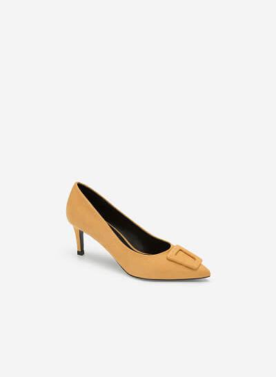 Giày Cao Gót Bít Mũi Nhọn Nubuck - BMN 0366 - Màu Vàng