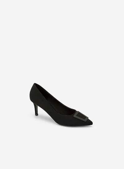Giày Cao Gót Bít Mũi Nhọn Nubuck - BMN 0366 - Màu Đen